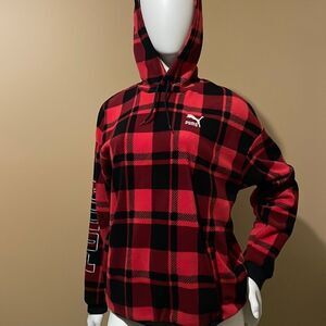 Puma unisex check polar Sherpa hoodie
